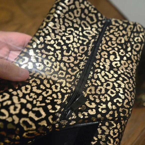 NWOT Torrid gold and black leopard print platform bootie size 9.5ww - Picture 3 of 9